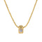 Gold brushed floral cubic zirconia pendant necklace on white background