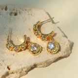 Vintage Lava Texture Cubic Zirconia Teardrop Drop Earrings