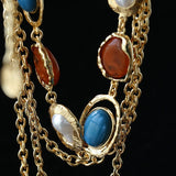 Vintage Art‑Style Acrylic & Faux Pearl Inlay Multi‑Layer Waist Chain