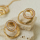Natural Freshwater Pearl Interlocking Ring Drop Earrings