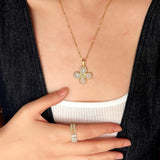 Natural Stone Four-Leaf Clover Necklace