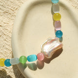 Dopamine Colorful Cat's Eye Baroque Necklace