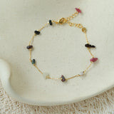 Colorful Chip Stone Starry Thin Bracelet (Turquoise & Tourmaline)