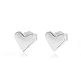 Minimalist 3D Heart Stud Earrings - Sleek 925 Sterling Silver Daily Studs