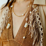 Bohemian Faceted Gold Bead Necklace – Colorful Gemstone or Pearl Style
