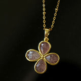 Natural Stone Four-Leaf Clover Necklace