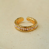 Natural Freshwater Pearl Molten Texture Open Ring
