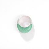 Green Aventurine Dome Ring | Artisan Brushed Silver Statement Ring