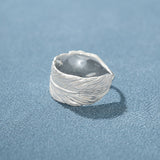 Embossed Feather Wide Band Ring
