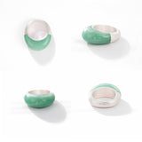 Green Aventurine Dome Ring | Artisan Brushed Silver Statement Ring