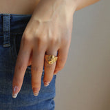 Carved Oval Lioness Ring