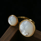Natural White Mother-of-Pearl Double Circle Open Ring