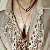 Designer Double Chain & Mixed Natural Stone Necklace