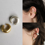 Vintage Japanese-Style 925 Silver Chunky C-Shaped Ear Cuff