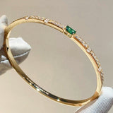 Gold Plated Lab-Grown Emerald & Diamond Bangle