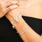 Textured Flat Snake Chain Bracelet - alternate angle 2 | Floysun