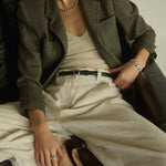 Oval dome bracelet styled with a tailored outfit