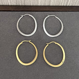 Twisted Oval 925 Silver Hoop Earrings
