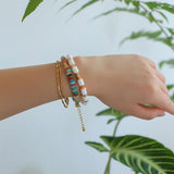 Multicolor Gemstone & Mother of Pearl Disc Bead Bracelet