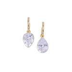 Two-Tone Pear-Cut Cubic Zirconia Drop Earrings - detail view | Floysun