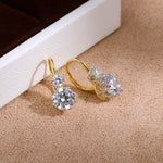 Graduated Two-Stone Cubic Zirconia Leverback Earrings - front product view | Floysun