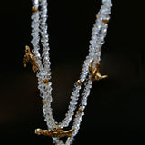 Double Layer Clear Crystal Peace Dove Pendant Necklace