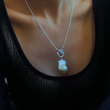 Minimalist Baroque Pearl Silver Chain Necklace - Style B