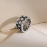 Two-Tone Clover Pavé Lace Band Ring - side view | Floysun