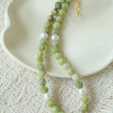 Handmade Natural Southern Jade & Peridot Pearl Necklace