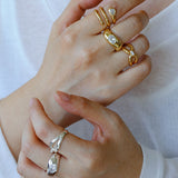 Minimalist Sleek Geometric Cubic Zirconia Open Ring