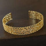 Vintage Palace Lace Filigree Open Cuff  Stackable Bracelet