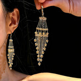 Italian Lace Crystal Tassel Earrings - Handcrafted S925 Sterling Silver  Baroque Chandelier Earrings