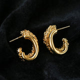 Designer Premium Dual Band Lava Textured Hoop Earrings