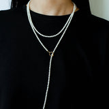 French Style Long Freshwater Pearl OT Clasp Lariat Necklace
