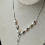 Multi-Wear Styles Adjustable Sliding Freshwater Pearl Smile Long Necklace