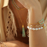 Designer Double Chain & Mixed Natural Stone Bracelets