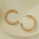 Vintage Hammered Mini Pearl Statement Hoop Earrings