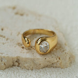 Fluid Teardrop Cubic Zirconia Open Ring
