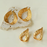 Hammered Sculptural Gold Hoop Earrings