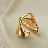 Art Design Rutilated Quartz Black Onyx Open Adjustable Ring