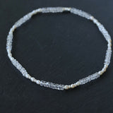 Minimalist Faceted Clear Quartz & Freshwater Pearl Beaded Necklace