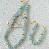 Irregular Raw Aquamarine Stackable Bracelet