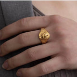 Carved Oval Lioness Ring