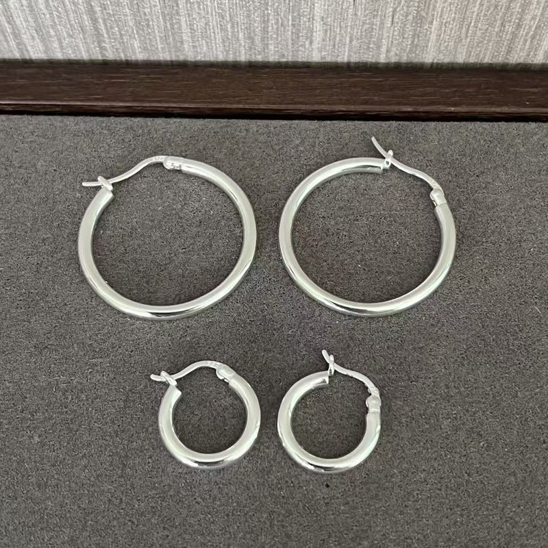 Nordic Minimalist 925 Sterling Silver Hoop Earrings