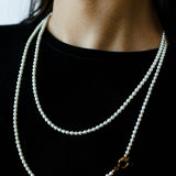 French Style Long Freshwater Pearl OT Clasp Lariat Necklace