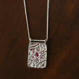 Vintage Floral Relief Geometric Cubic Zirconia Pendant Necklace