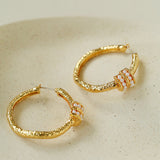 Vintage Hammered Mini Pearl Statement Hoop Earrings