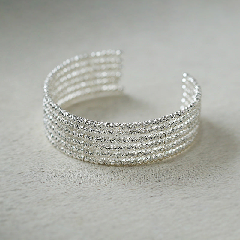 Woven Multi Layer Bean Open Bracelet