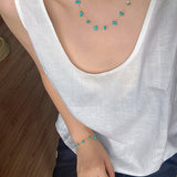 Colorful Chip Stone Starry Thin Bracelet (Turquoise & Tourmaline)