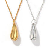 High-Polish Sculptural Teardrop Pendant Necklace